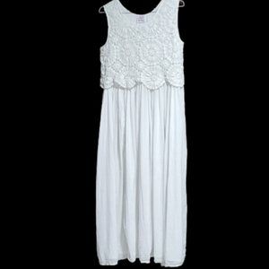 Vintage sheer cotton summer dress with crochet front top